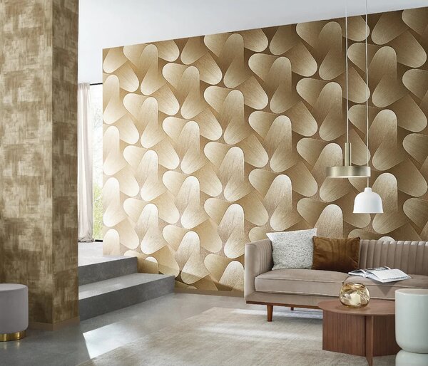 TF10423-30 geometrikus mintájú bronz tapéta