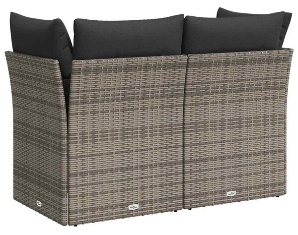 2 személyes szürke polyrattan kerti kanapé párnával