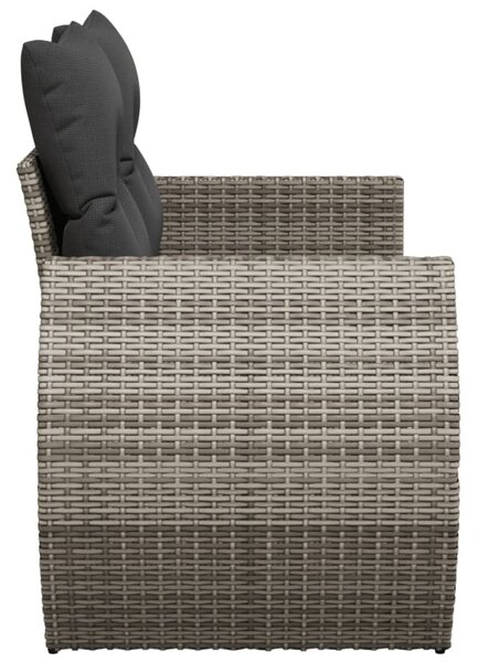 2 személyes szürke polyrattan kerti kanapé párnával