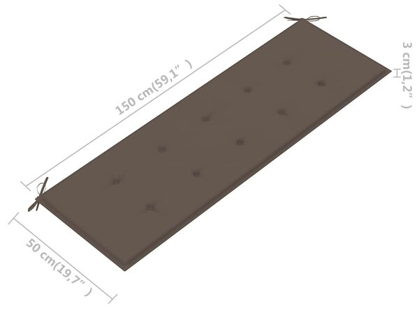 3 személyes tömör eukaliptuszfa kerti pad párnával 150 cm