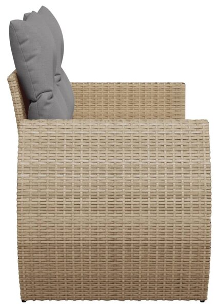 2 személyes bézs polyrattan kerti kanapé párnával