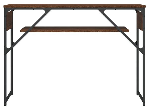Barna tölgyszínű szerelt fa tálalóasztal polccal 105x30x75 cm