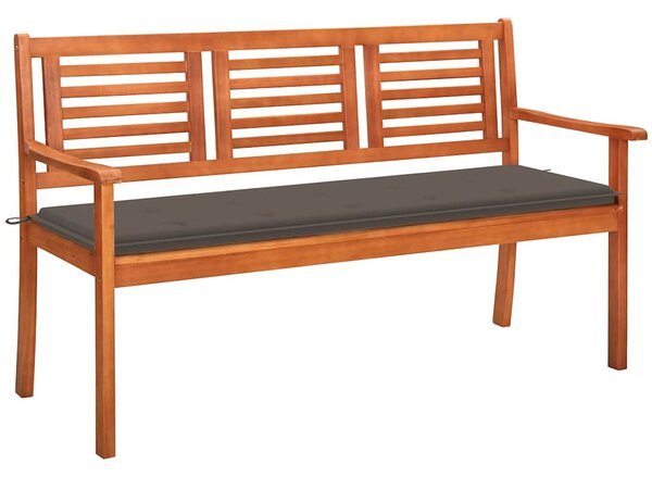 3 személyes tömör eukaliptuszfa kerti pad párnával 150 cm
