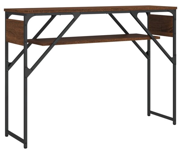 Barna tölgyszínű szerelt fa tálalóasztal polccal 105x30x75 cm
