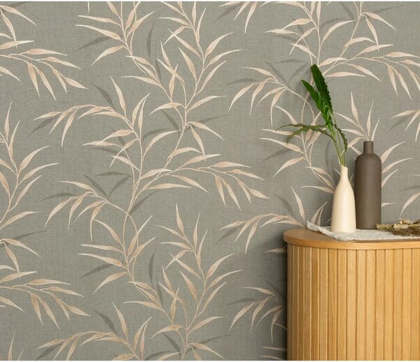 TF10528-11 levélmintás taupe tapéta