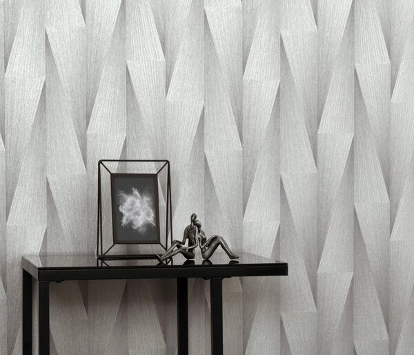 TF10526-31 famintájú geometrikus ezüst tapéta