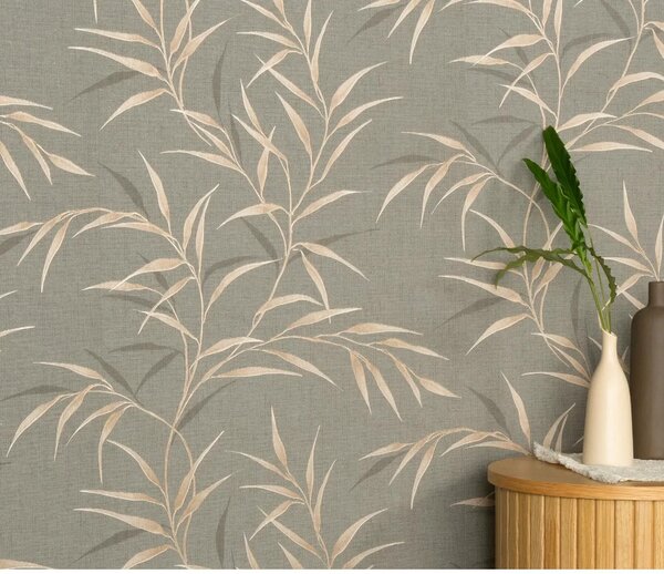 TF10528-11 levélmintás taupe tapéta