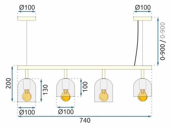 Mennyezeti lámpa APP1030-4CP Fehér