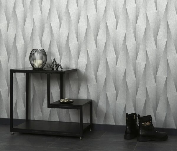 TF10526-31 famintájú geometrikus ezüst tapéta