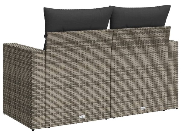 2 személyes szürke polyrattan kerti kanapé párnával