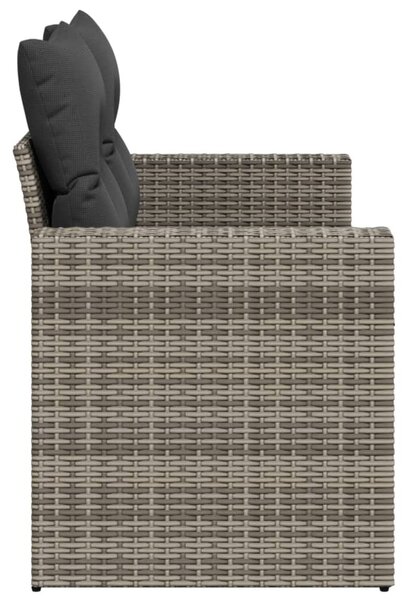 2 személyes szürke polyrattan kerti kanapé párnával
