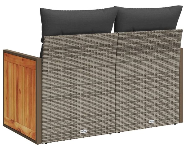 2 személyes szürke polyrattan kerti kanapé párnával