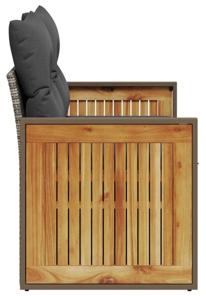 2 személyes szürke polyrattan kerti kanapé párnával