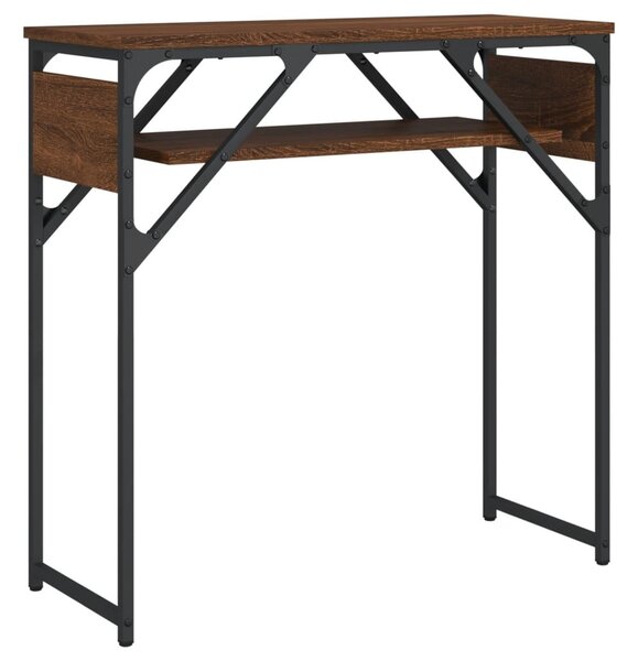 Barna tölgyszínű szerelt fa tálalóasztal polccal 75x30x75 cm