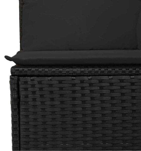 4 személyes fekete polyrattan kerti kanapé párnákkal