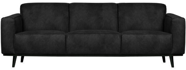 Hoorns Fekete bőr háromszemélyes kanapé Twilight 230 cm