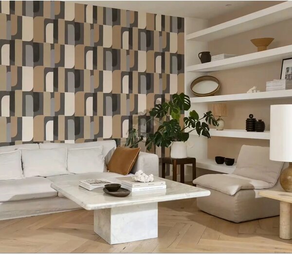 TF00330533 geometrikus mintájú barna tapéta