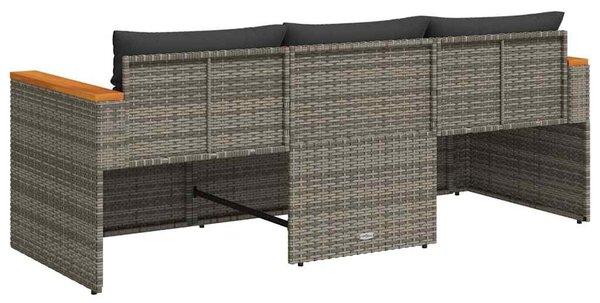3 személyes szürke polyrattan kerti kanapé párnával