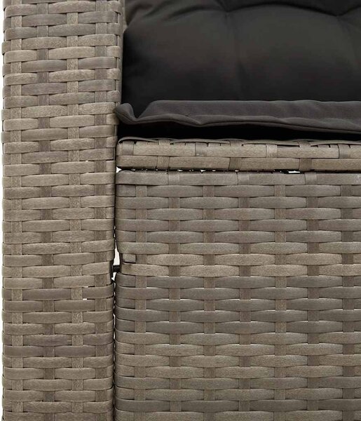 3 személyes szürke polyrattan kerti kanapé párnával