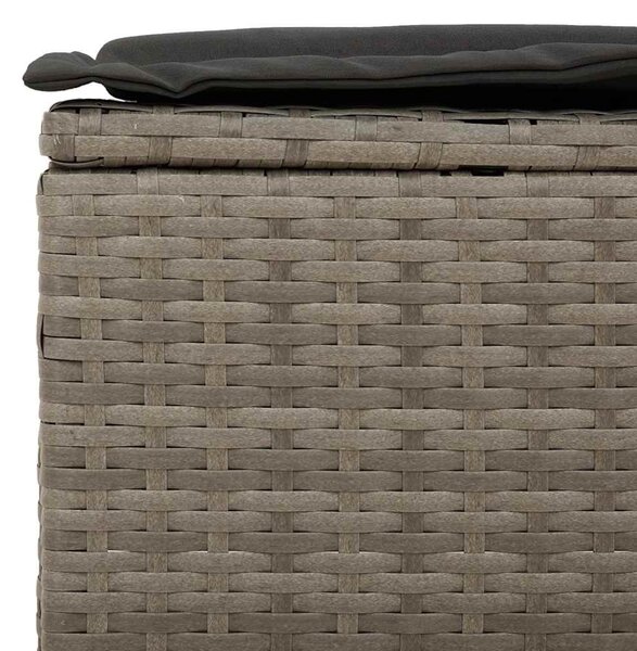 3 személyes szürke polyrattan kerti kanapé párnával