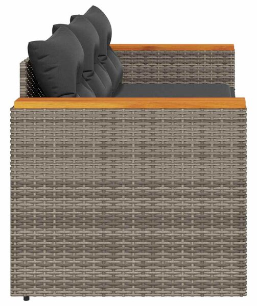 3 személyes szürke polyrattan kerti kanapé párnával