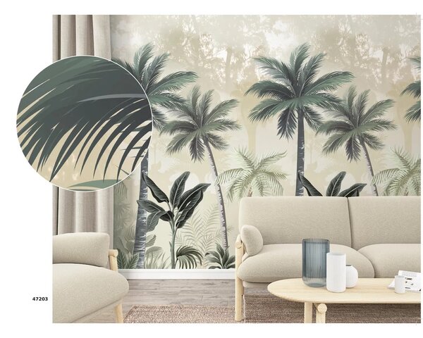 TF30047203 pálmafa mintájú bézs tapétaposzter (159x270cm)