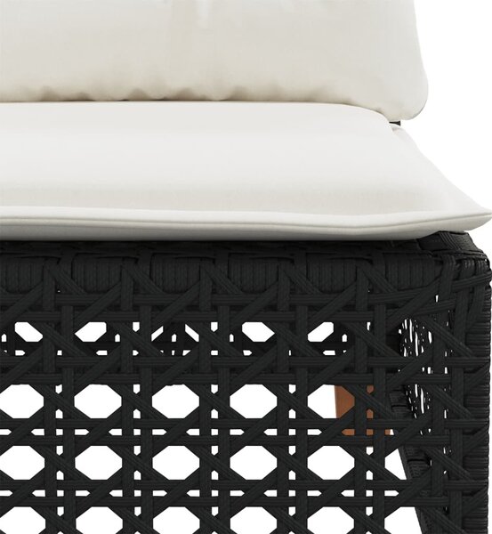 Fekete polyrattan kerti sarokkanapé párnával