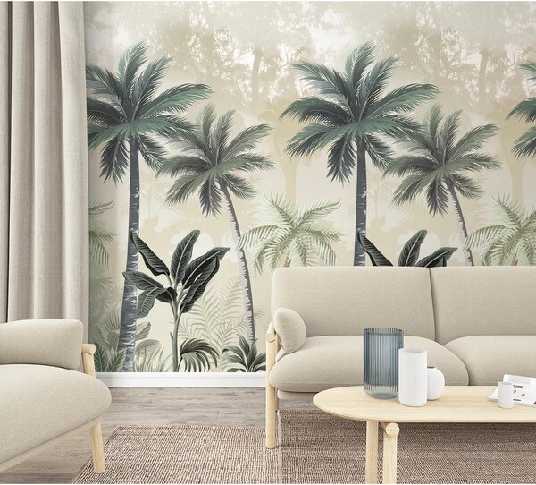 TF30047203 pálmafa mintájú bézs tapétaposzter (159x270cm)