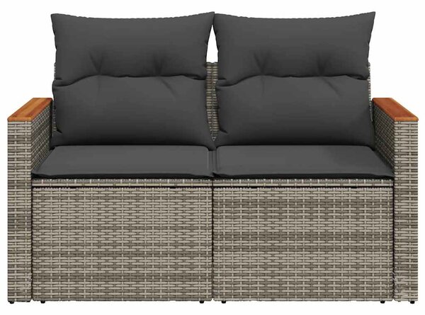 2 személyes szürke polyrattan kerti kanapé párnával