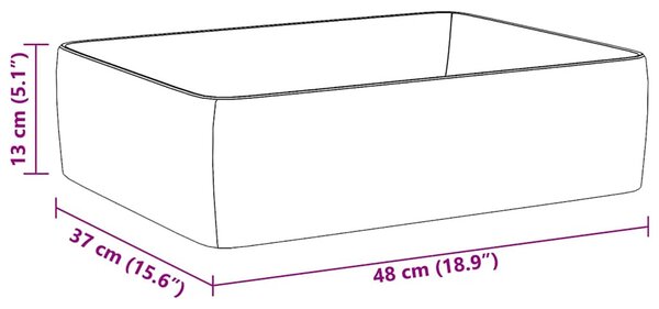 Fehér téglalap alakú kerámia mosdókagyló 48x37x13 cm