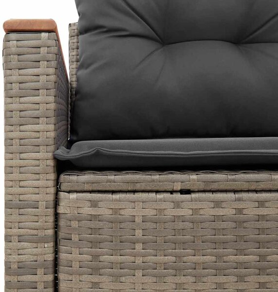 2 személyes szürke polyrattan kerti kanapé párnával