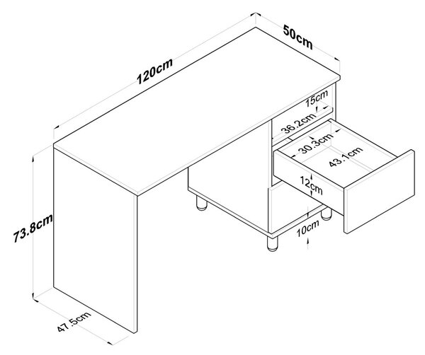 Íróasztal, 120 cm – HA109