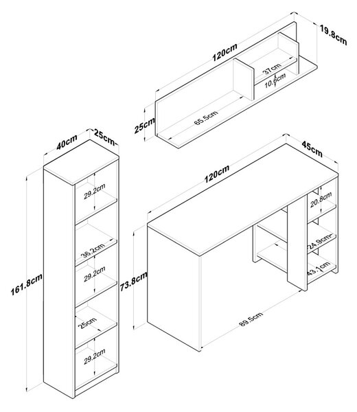Íróasztal, 160 cm – HA125