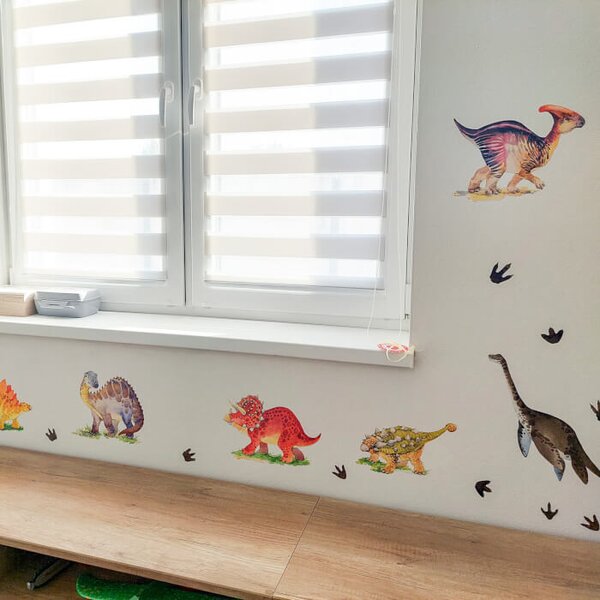 INSPIO - átragasztható textil matrica - Dino Dínós gyerekszoba falmatrica - Dinoszaurusz park