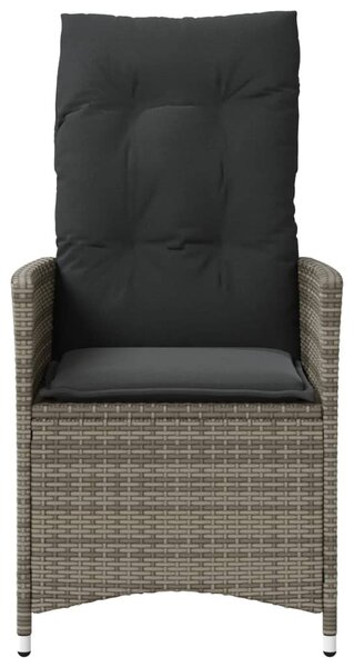 2 db szürke polyrattan dönthető kerti szék párnákkal