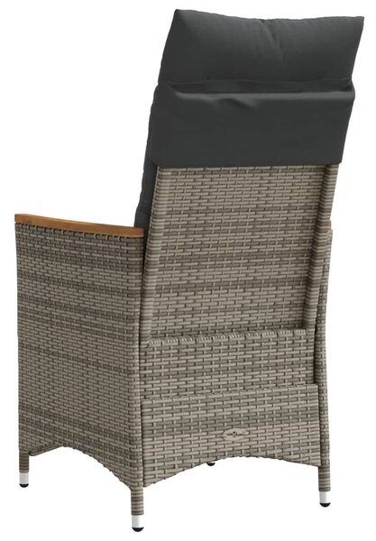2 db szürke polyrattan dönthető kerti szék párnákkal