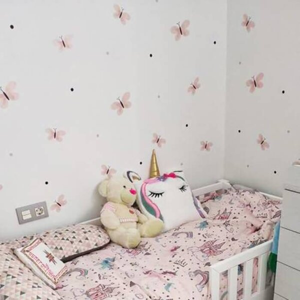 INSPIO - átragasztható textil matrica - Akvarell matrica - Rózsaszín pillangók