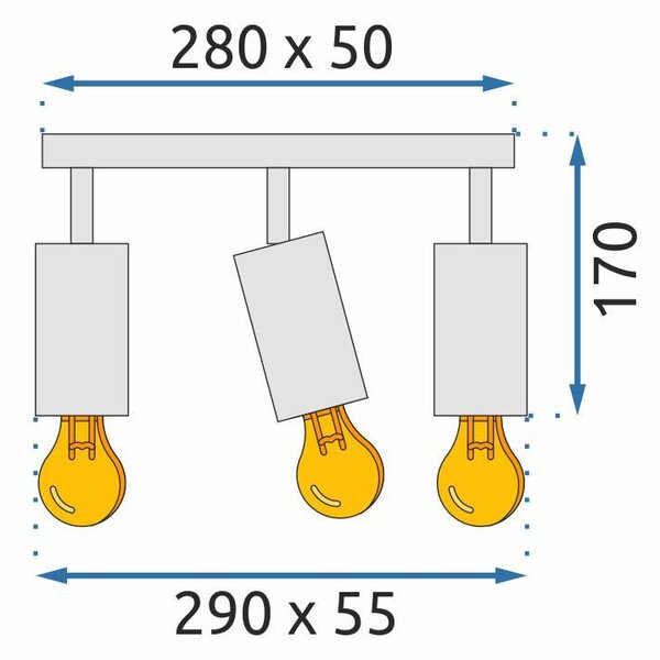 Toolight Szerszámlámpa, mennyezeti lámpa 3xGU10 APP1243-3C, fekete matt, OSW-40098