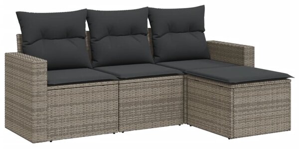 4 részes szürke polyrattan kerti ülőgarnitúra párnákkal