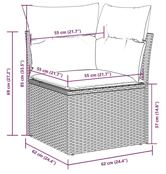 4 részes világosszürke polyrattan kerti ülőgarnitúra párnákkal