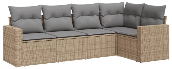 5 részes bézs polyrattan kerti ülőgarnitúra párnákkal