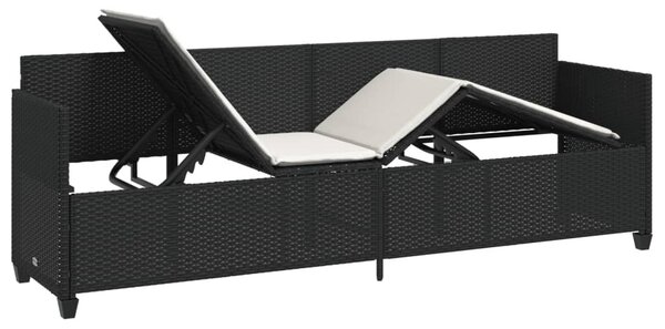 Fekete polyrattan napozóágy párnával