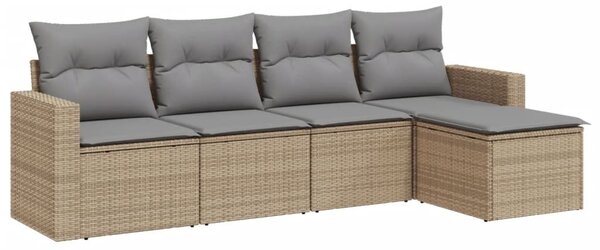 5 részes bézs polyrattan kerti ülőgarnitúra párnákkal