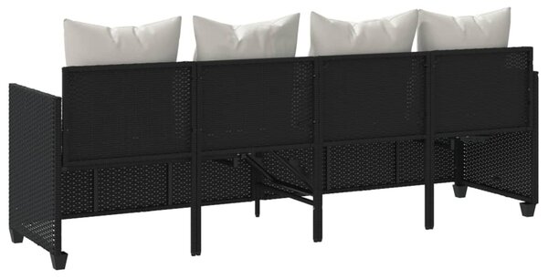 Fekete polyrattan napozóágy párnával