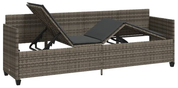 Szürke polyrattan napozóágy párnával