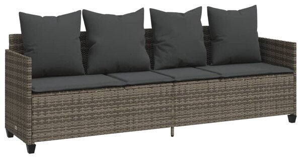 Szürke polyrattan napozóágy párnával