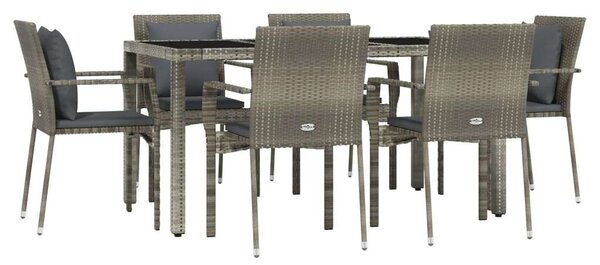 VidaXL Polyrattan Kerti Étkezőgarnitúra - 7 részes - Szürke