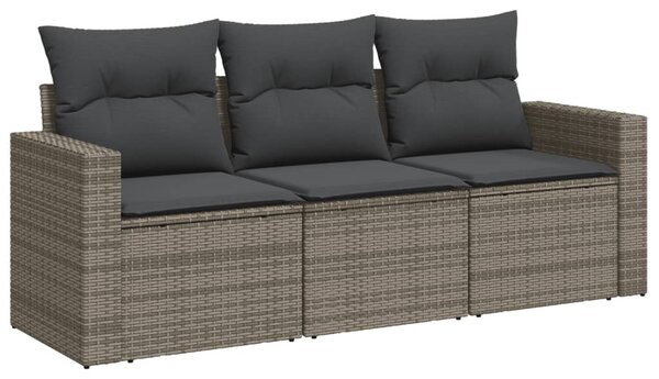 3 részes szürke polyrattan kerti ülőgarnitúra párnákkal