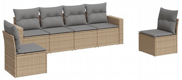 6 részes bézs polyrattan kerti ülőgarnitúra párnával