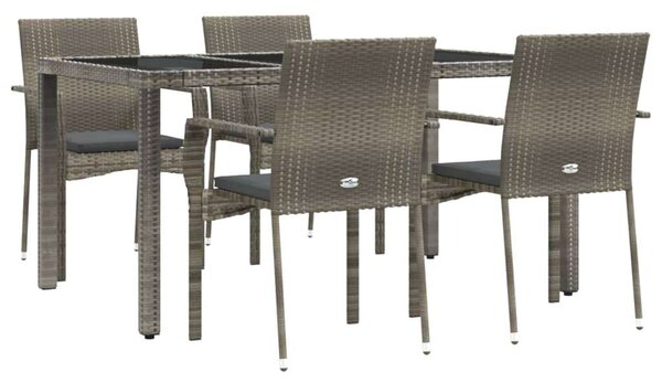 Polyrattan Kerti Étkezőgarnitúra - 5 részes - Szürke